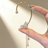 Korean Sparkling Zircon Flower Butterfly Ear Cuff Without Piercing Tassel Clip Earrings For Women Simple Ear Clip Fine Jewelry